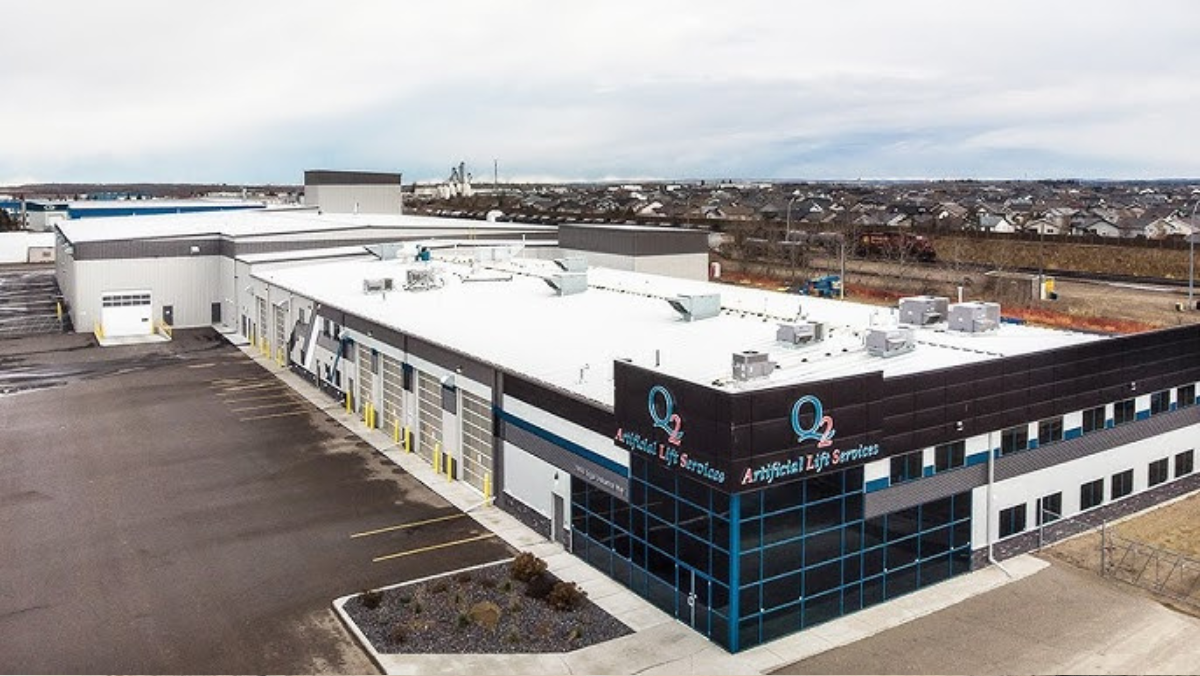 Aerial view of the Q2 Artificial Lift Services facility supporting lift operations in shale regions.